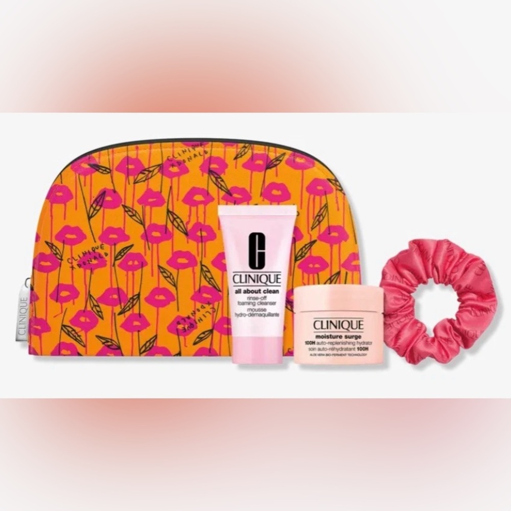Clinique Skincare Duo with Vibrant Floral Bag